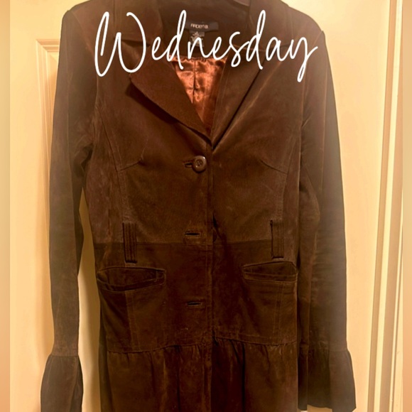 Brown 100% Suede Bell Sleeved Arden B Coat - Picture 5 of 9